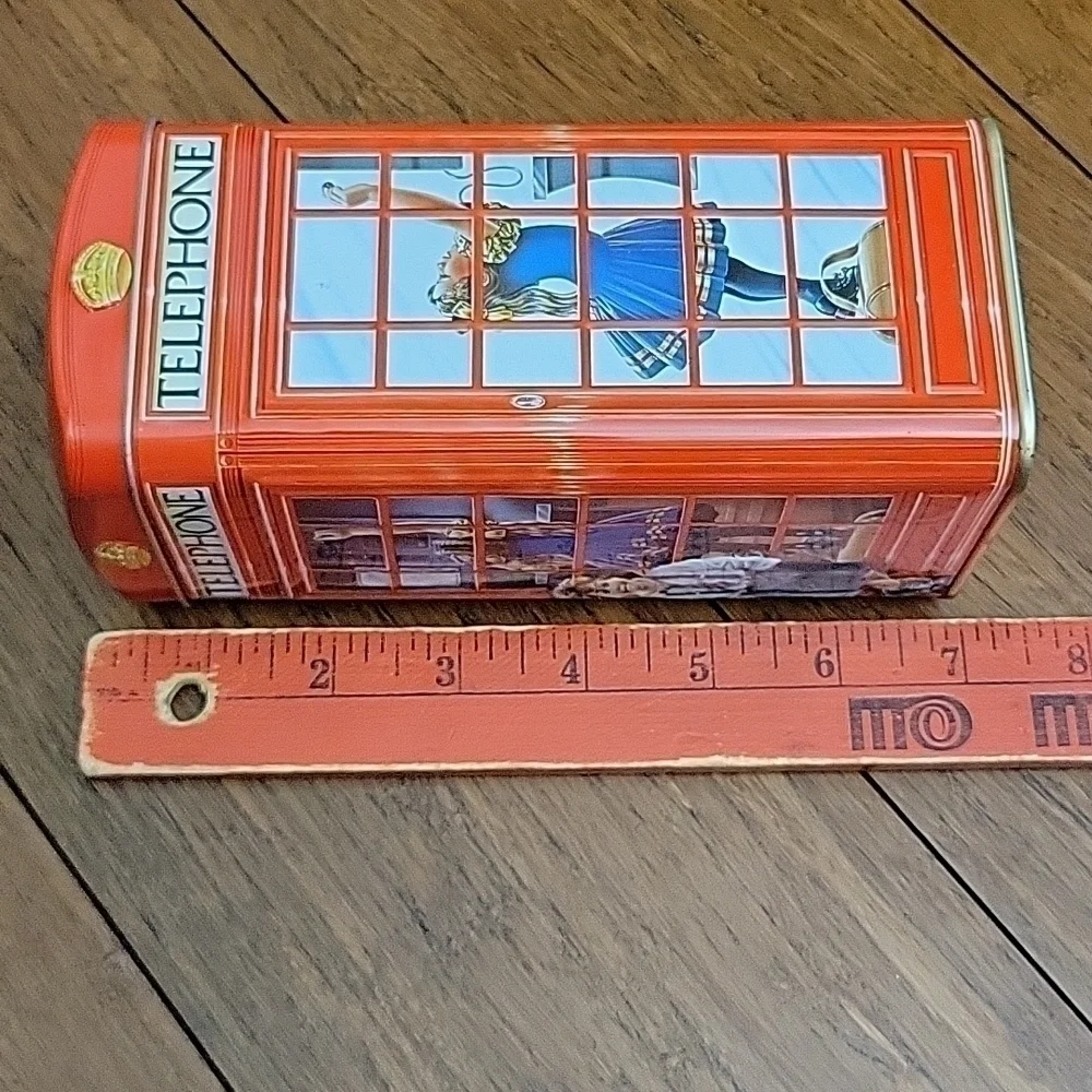 Vintage Churchill's Red Kiosk Telephone Booth Collectible Bank Tin